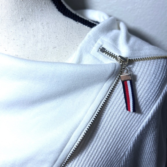 Tommy Hilfiger White Long Sleeve Top size M Zip Cowl Neck Winter Thermal Shirt - Picture 7 of 8